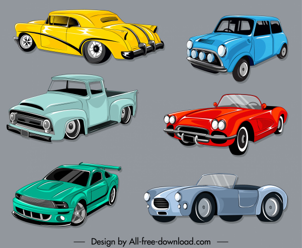 汽車圖示五顏六色的設計3D草圖