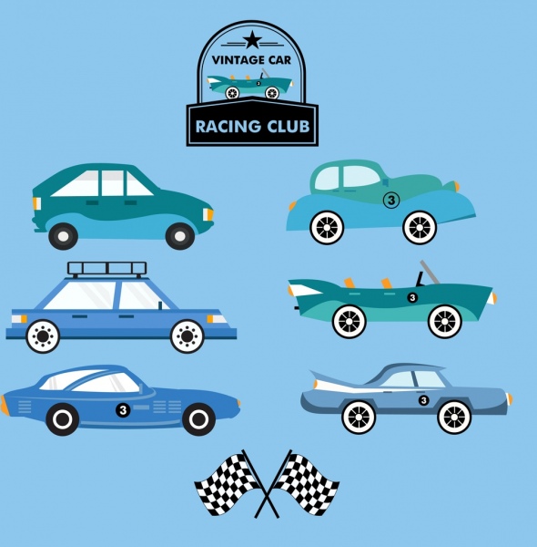 автомобили гонки цветные плоский дизайн элементы дизайна логотипа