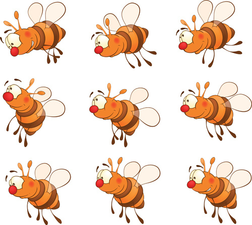 การ์ตูนผึ้งออกแบบกราฟิกแบบเวกเตอร์