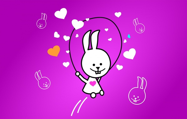卡通兔子玩跳繩向量插圖