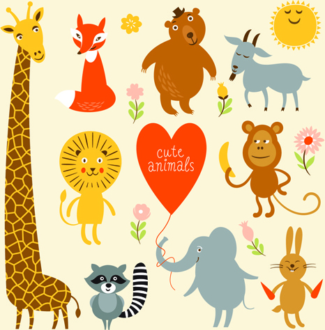 Cartoon Cute Animals Design Graphics