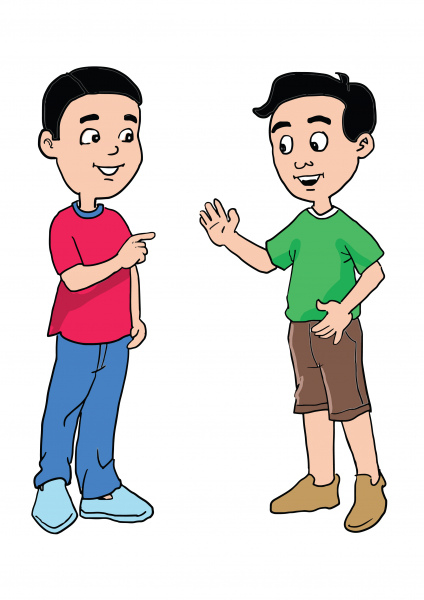 Cartoon Of Two Boys Friendly Talking-vector Cartoon-free Vector Free  Download