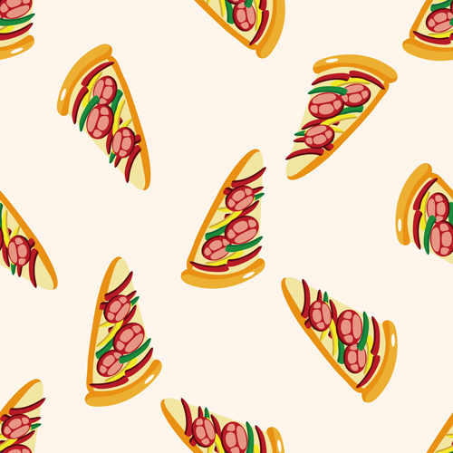 dibujos animados de vectores inconsútil de pizza patrón