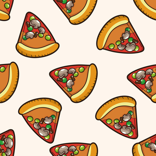 Cartoon-Pizza Muster nahtlos Vektoren