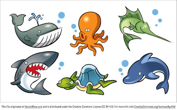 kreskówka morze zwierzęta