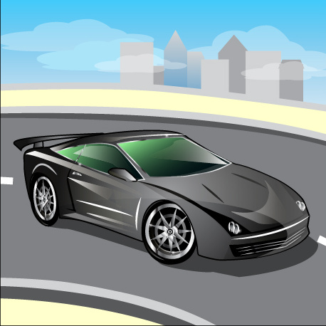 kartun mobil sport desain vektor set