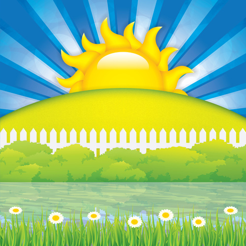 Cartoon Spring Background Bright Vector Cartoon Spring Background Bright Vector