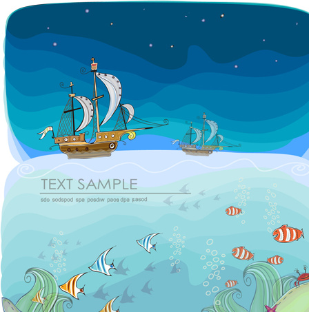 kartun tema tropis latar belakang vektor