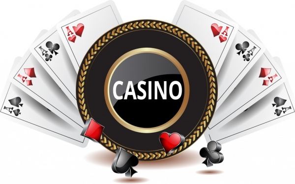 Casino arka plan parlak 3d dekorasyon simgeler kartları