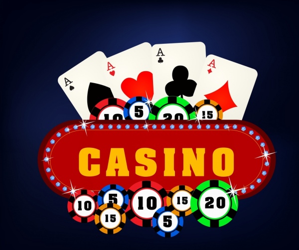 Casino-Design-Elemente Karte funkelnde Zeichen Symbole