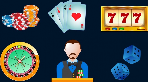 elementos de diseño de Casino 3d colorido diseño varios símbolos