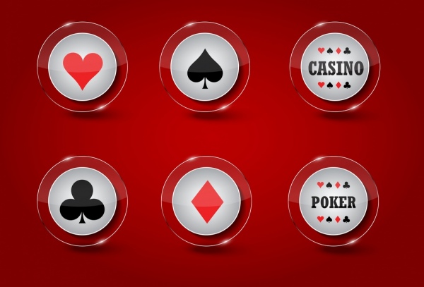 Casino elementos de diseño brillante circulo transparente iconos
