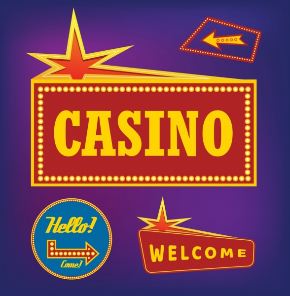 collection de signes de casino divers décors de formes étincelantes