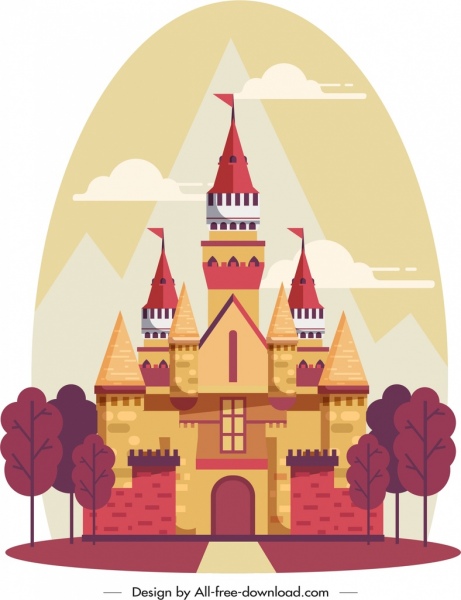 conception classique colorée de peinture de château