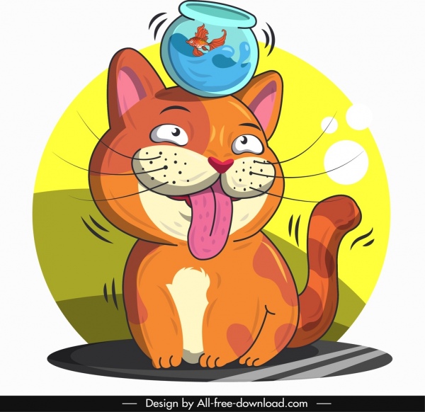chat animal icône drôle personnage de dessin animé croquis dessiné à la main