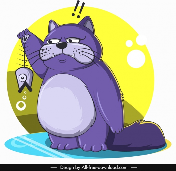ícone do animal do gato esboço engraçado do personagem dos desenhos animados