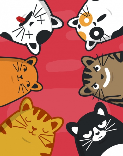 Katze Hintergrund lustige Cartoon Charaktere emotionale Dekor