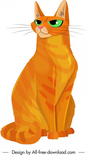 ร่างแมววาดสีส้มขน handdrawn คลาสสิก