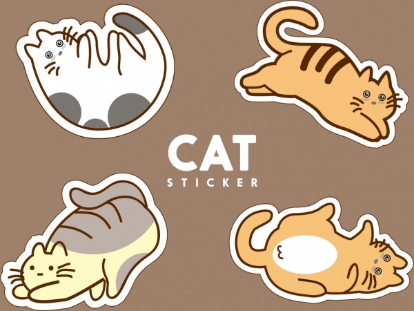 gatto adesivi raccolta vari gesti isolamento