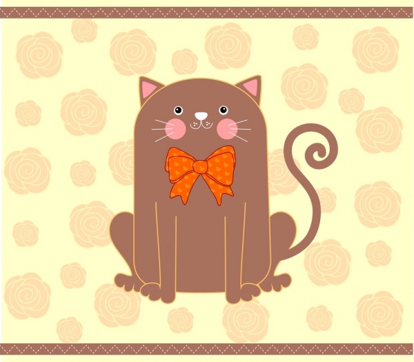 ícone do gato usando arco colorido estilo handdrawn