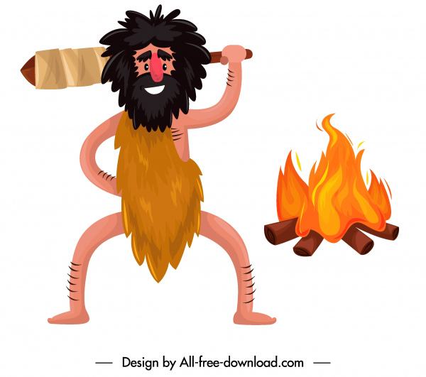 Caveman Icon Funny Cartoon Character-vector Misc-free Vector Free Download