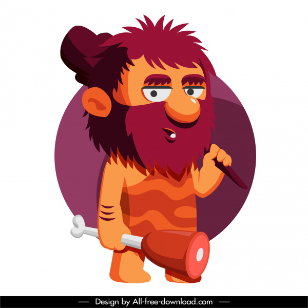 Caveman Icon Funny Cartoon Character Sketch-vector Misc-free Vector Free  Download
