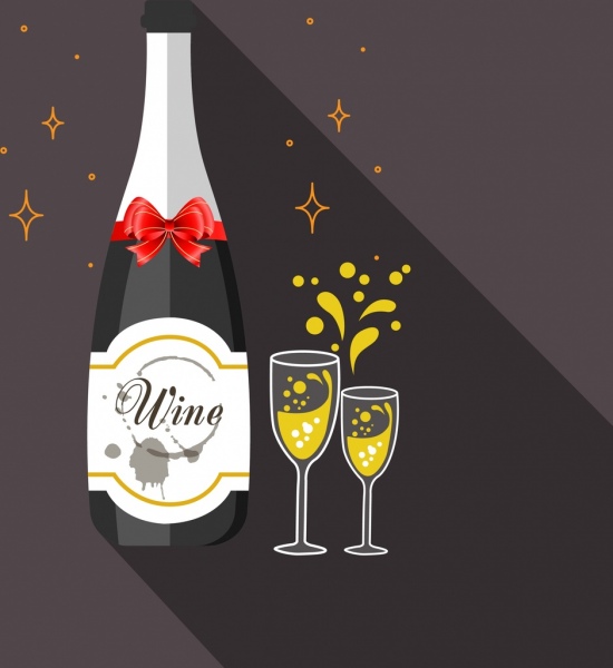 ワイン背景シャンパン ボトル ガラス アイコン装飾を祝う