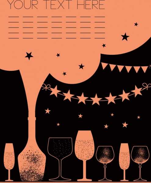 お祝いバナー テンプレート レトロ スタイル ワイン グラス装飾