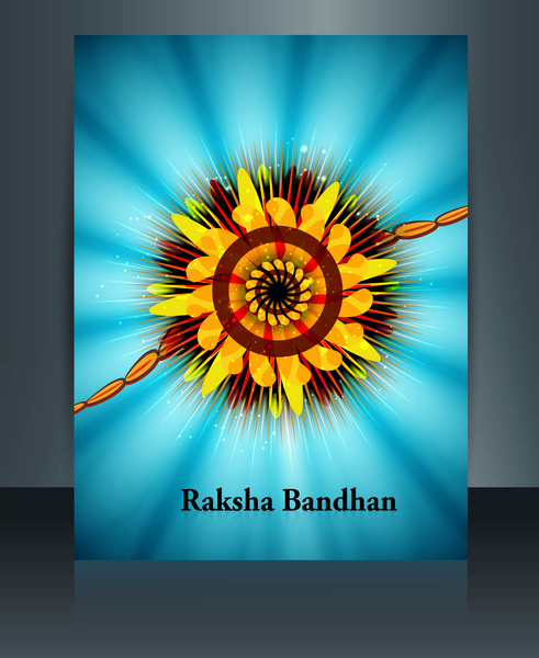 celebracja raksha bandhan festiwalu kolorowe broszury odbicie wektor