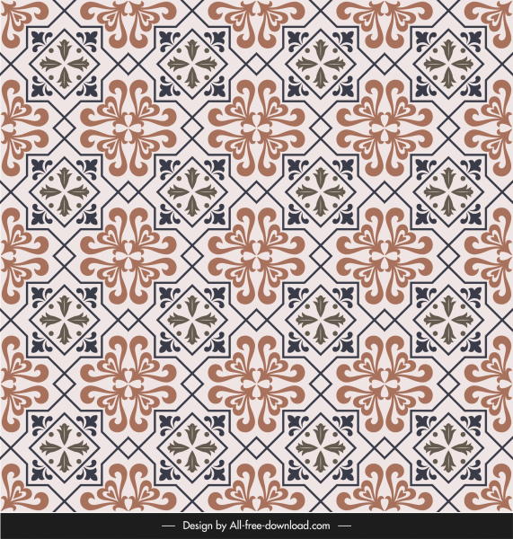 padrão de cerâmica elegante retrô repetindo formas de simetria