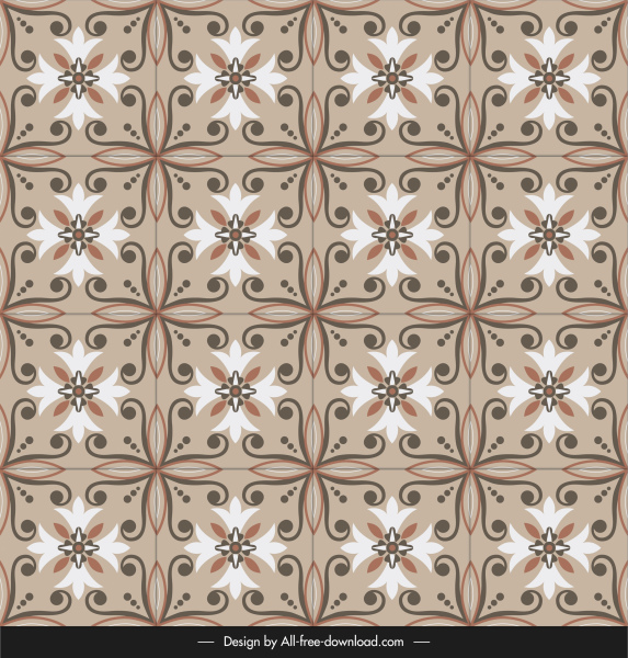 Ceramic Tile Pattern Elegant Vintage Symmetric Floral Decor