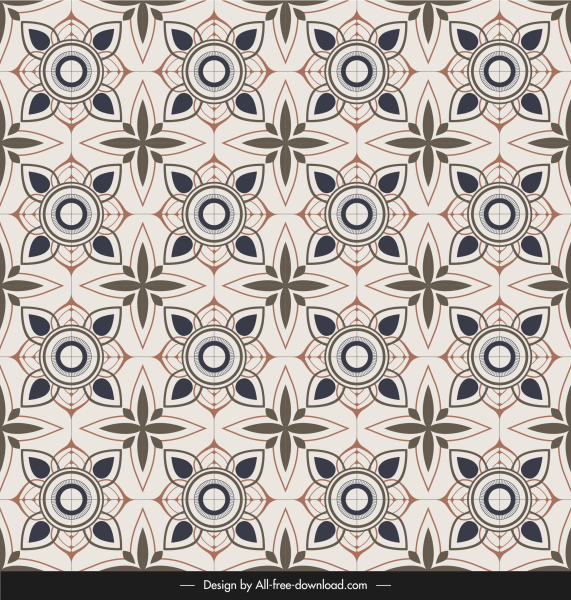 keramik pola ubin elegan vintage simetris kelopak dekorasi