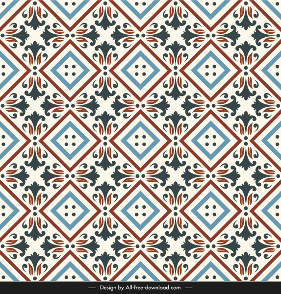 ilusi pola ubin keramik mengulangi simetri warna-warni klasik