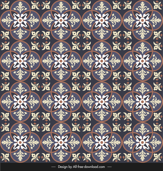 patrón de baldosa cerámica repitiendo pétalos ilusión clásico oscuro