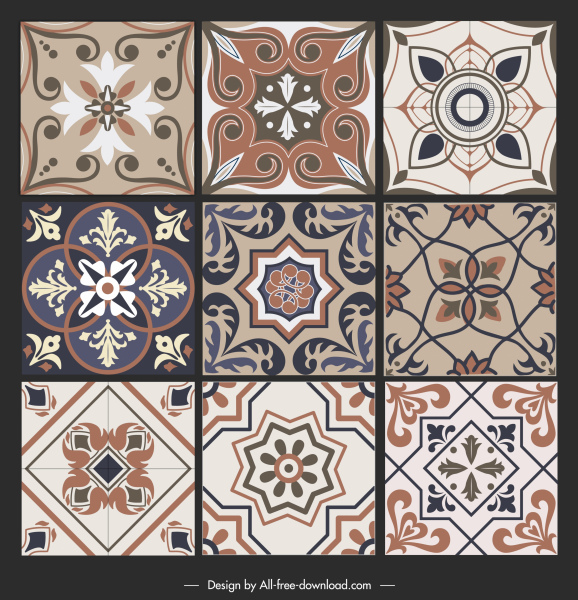 plantillas de patrones de baldosas cerámicas simetría clásica elegante