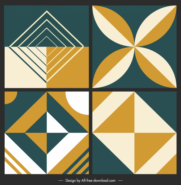 plantillas de patrón de azulejos cerámicos decoración simétrica abstracta plana