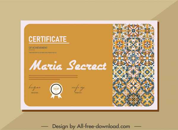 sertifikat template dekorasi pola bunga abstrak