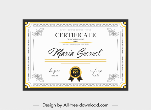 сертификат шаблон яркий плоский симметричный классический декор