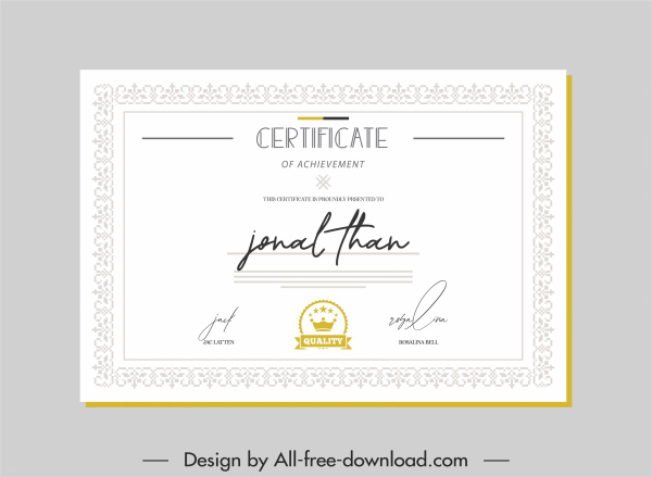 template sertifikat elegan dekorasi perbatasan simetris polos cerah yang elegan