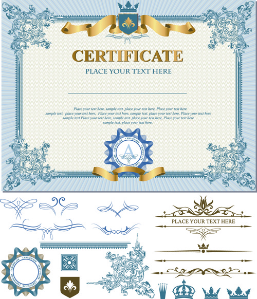 Certificates Template With Ornament Kit Vector