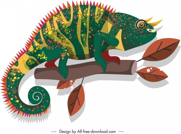 ícone camaleão decoração plana clássica colorida