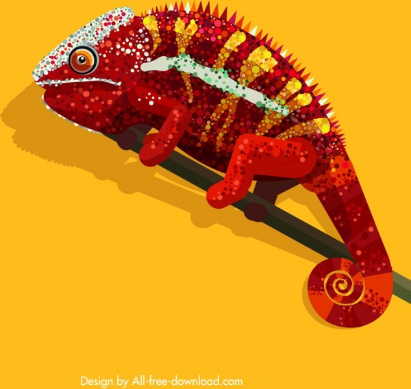 Kameleon malarstwo kolorowe musujące wystrój płaski projekt