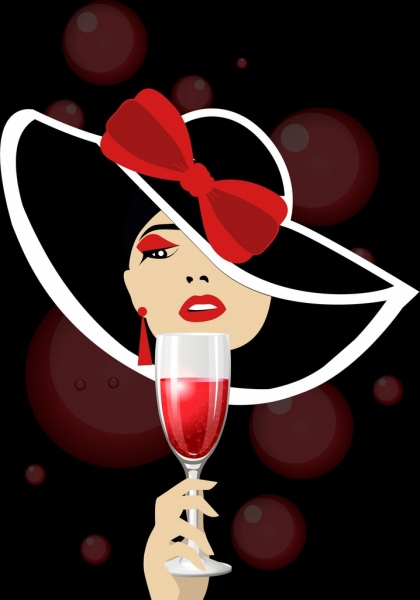Champagne celebracion icono fondo dama cristal bokeh de fondo