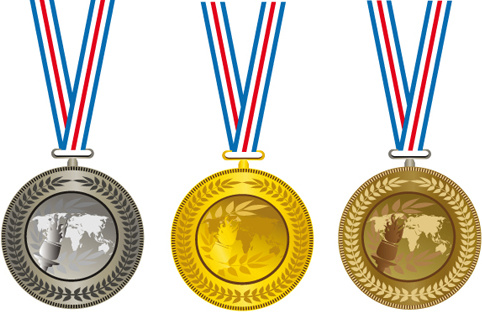 Champion Cup And Medals Design Vector Set 3