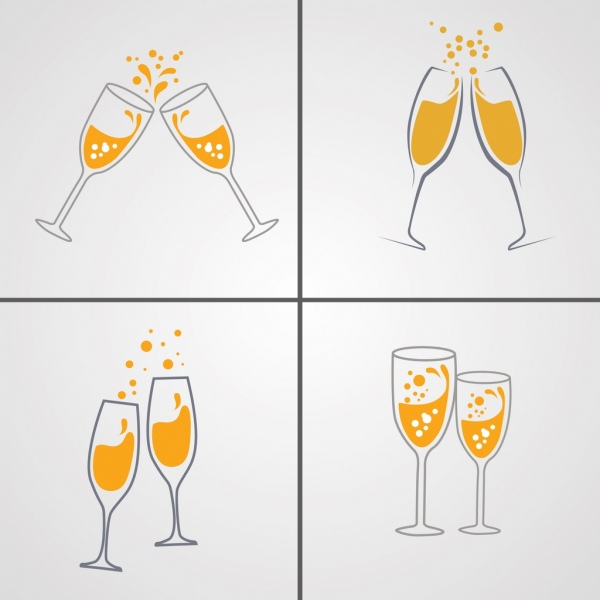 acclamations de verres à vin contexte présente des icônes dessin animé