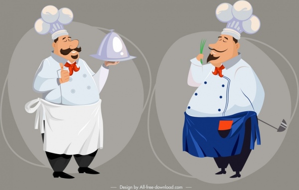шеф-повар иконы смешной мультфильм дизайн персонажей