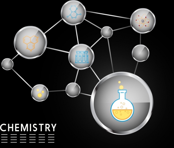 química fundo círculo conexão decoração molécula ícones