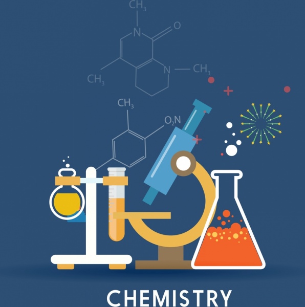 Chemistry Background Lab Tools Icons Molecule Formulas Ornament