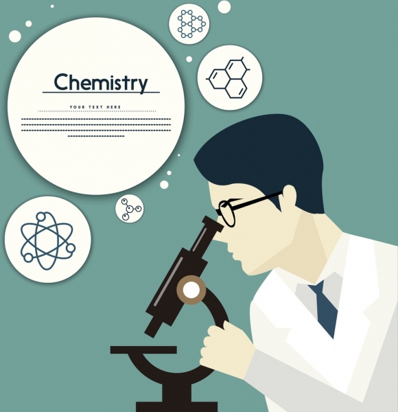 kimia latar belakang ilmuwan ikon atom molekul dekorasi