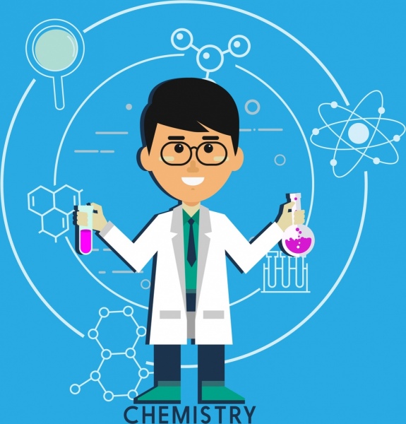 kimia latar belakang ilmuwan ikon molekul simbol dekorasi